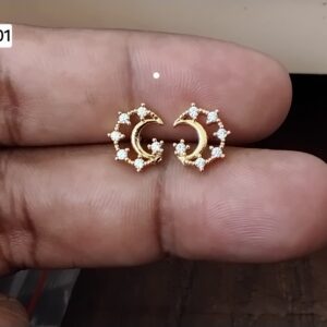 Crescent Moon & Star Cluster Brass Ball Back Studs (BB201)