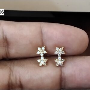 Double Star Drop Bar Brass Ball Back Studs (BB206)