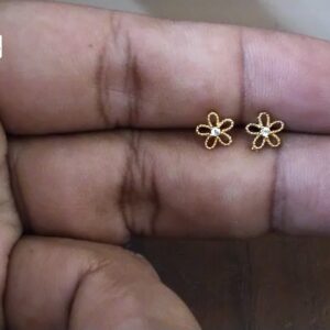 Delicate Five-Petal Blossom Brass Ball Back Studs (BB208)