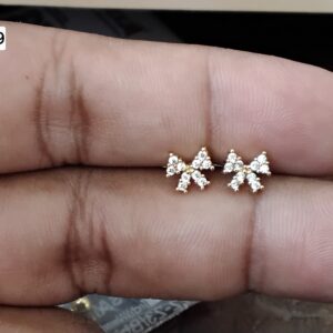 Crystal Bow Ribbon Brass Ball Back Studs (BB209)