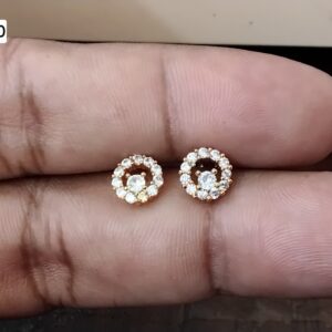 Sparkling Halo Solitaire Circle Brass Ball Back Studs (BB210)