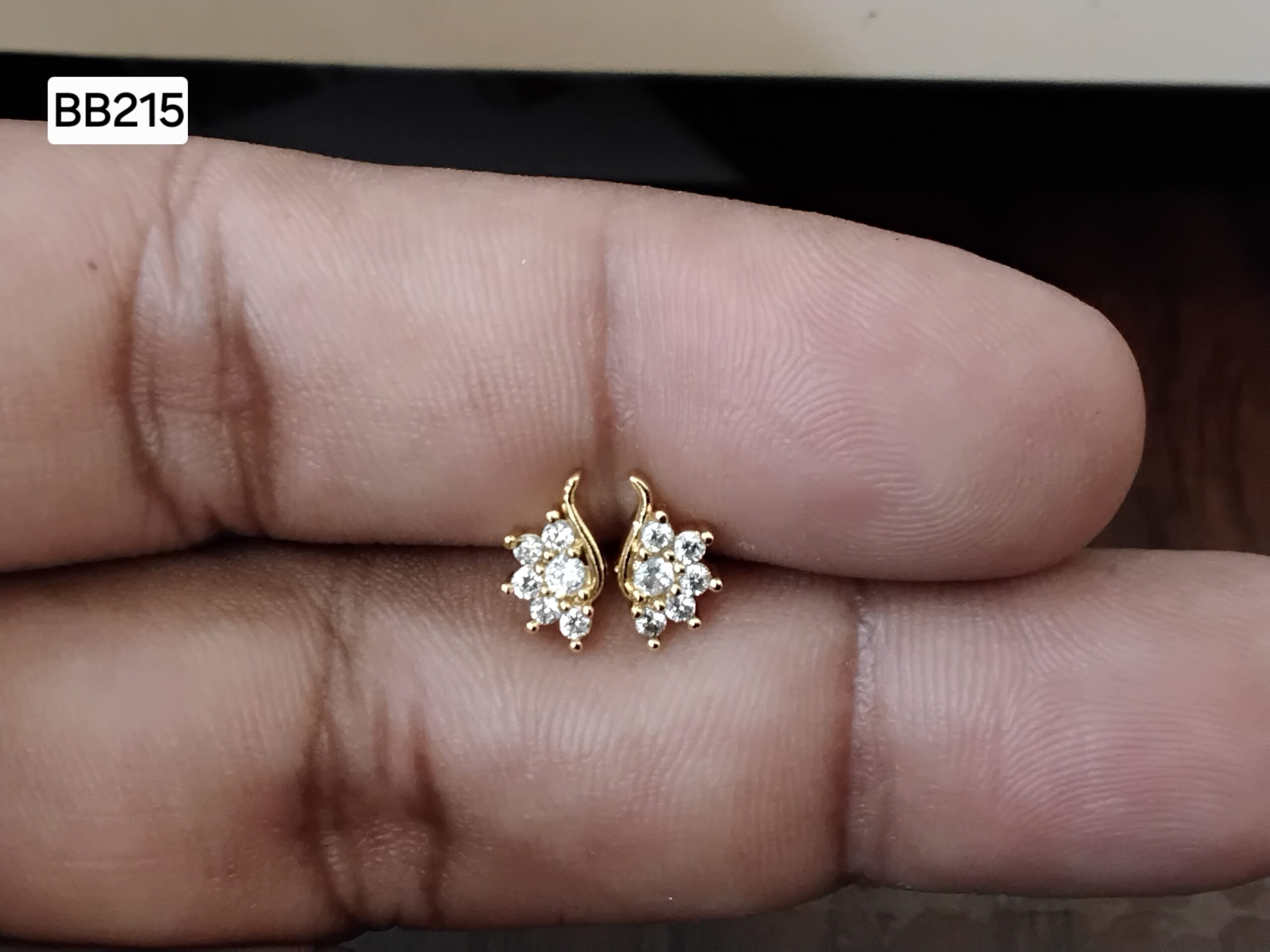 Blooming Marquise Floral Cluster Brass Ball Back Studs (BB215)