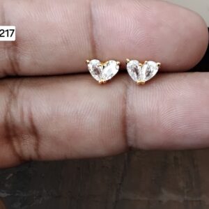 Sweet Petite Heart Trio Brass Ball Back Studs (BB217)