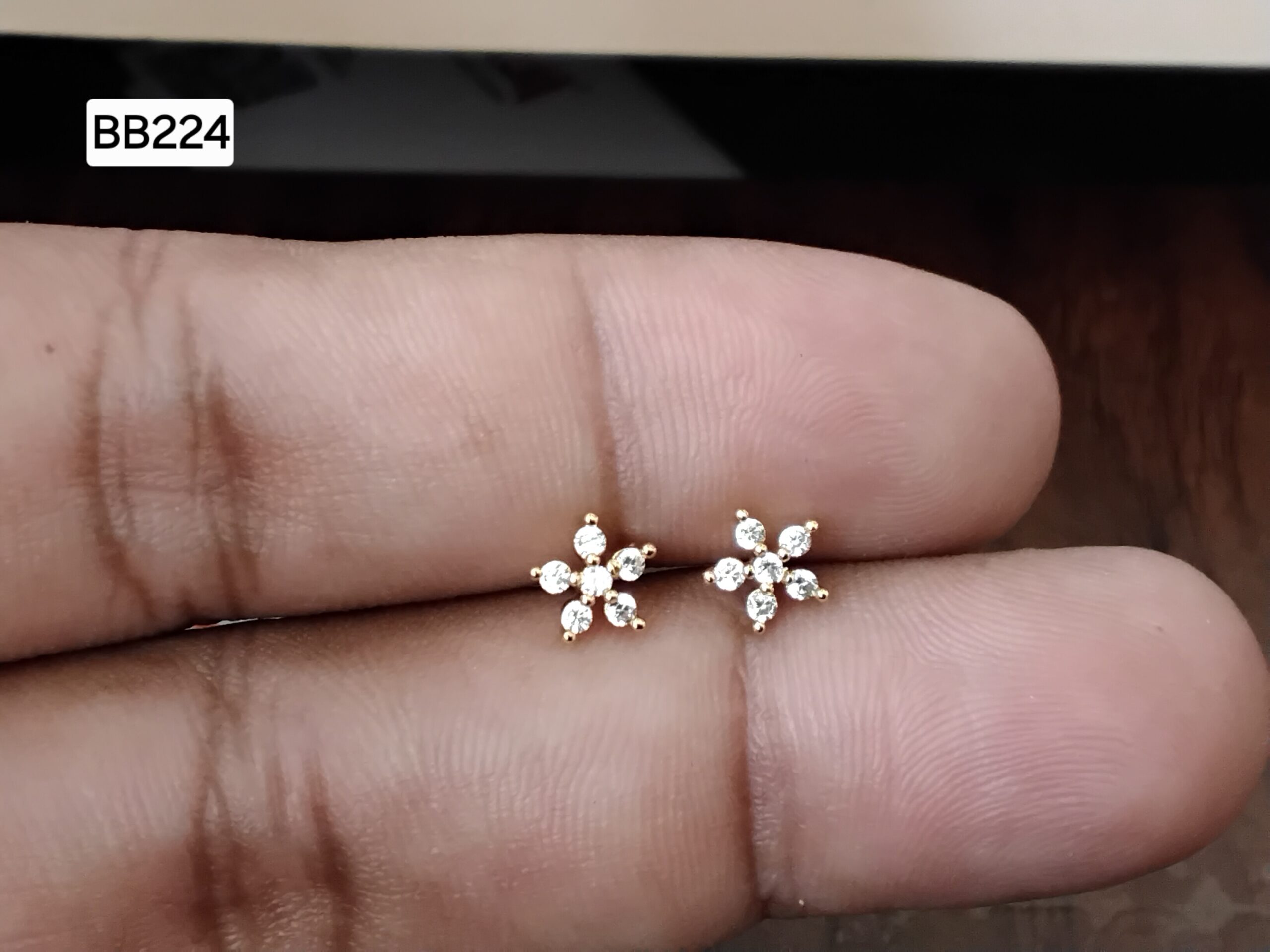 Petite Wildflower Blossom Brass Ball Back Studs (BB224)