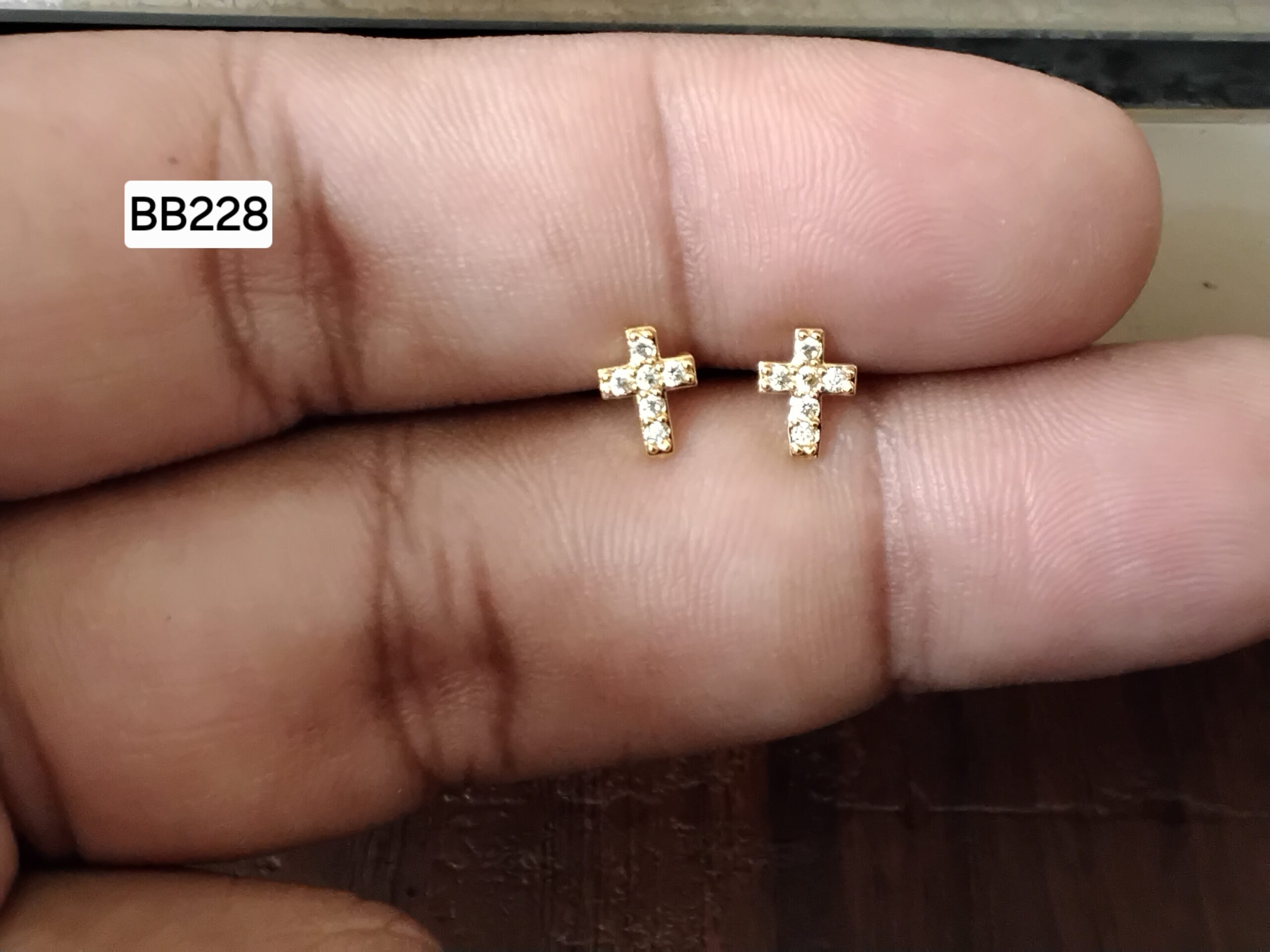 Sacred Faith Cross Brass Ball Back Studs (BB228)