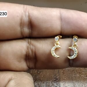 Dainty Crescent Moon Brass Ball Back Studs (BB230)