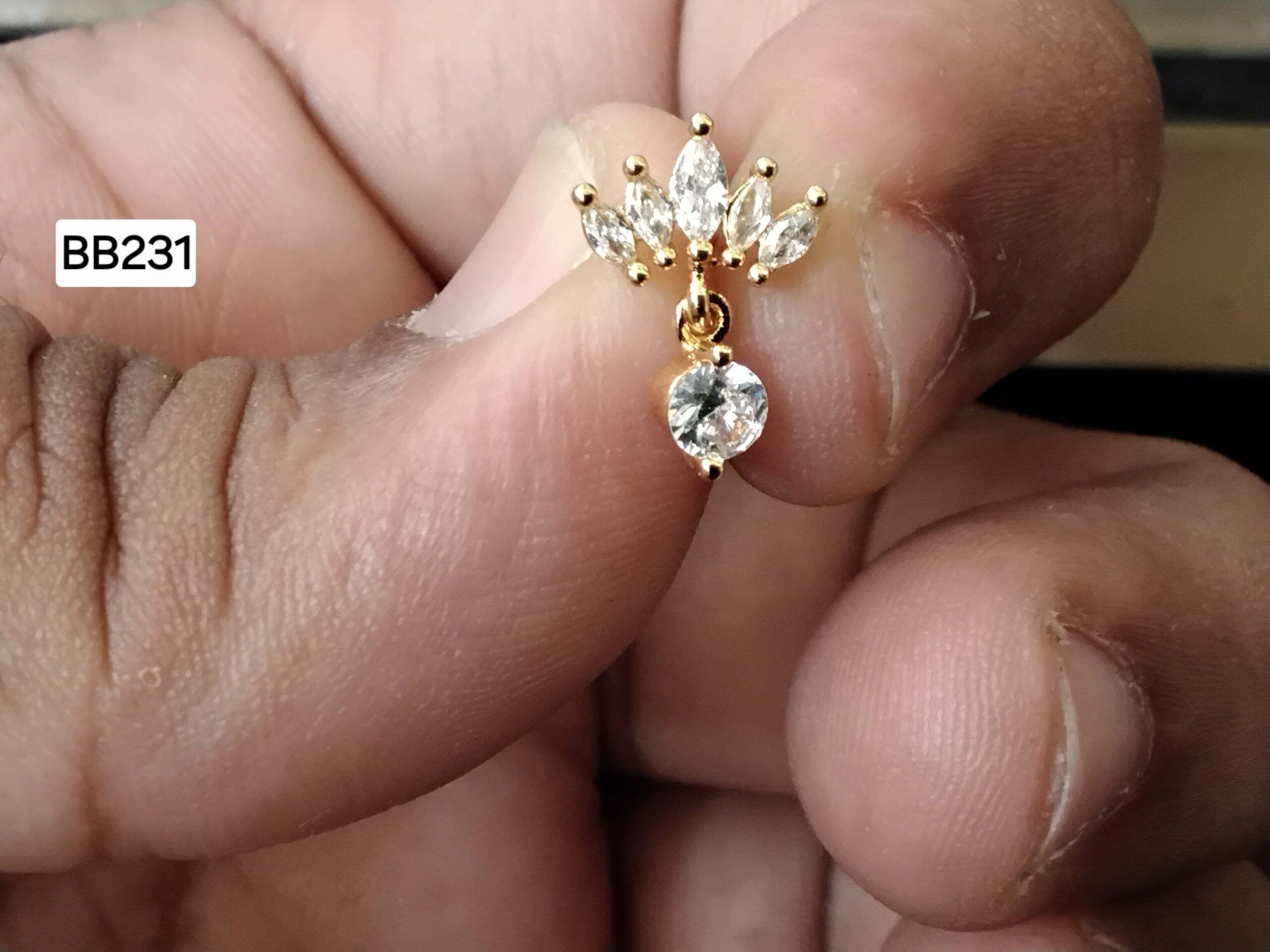 Royal Lotus Chandelier Drop Brass Ball Back Studs (BB231)