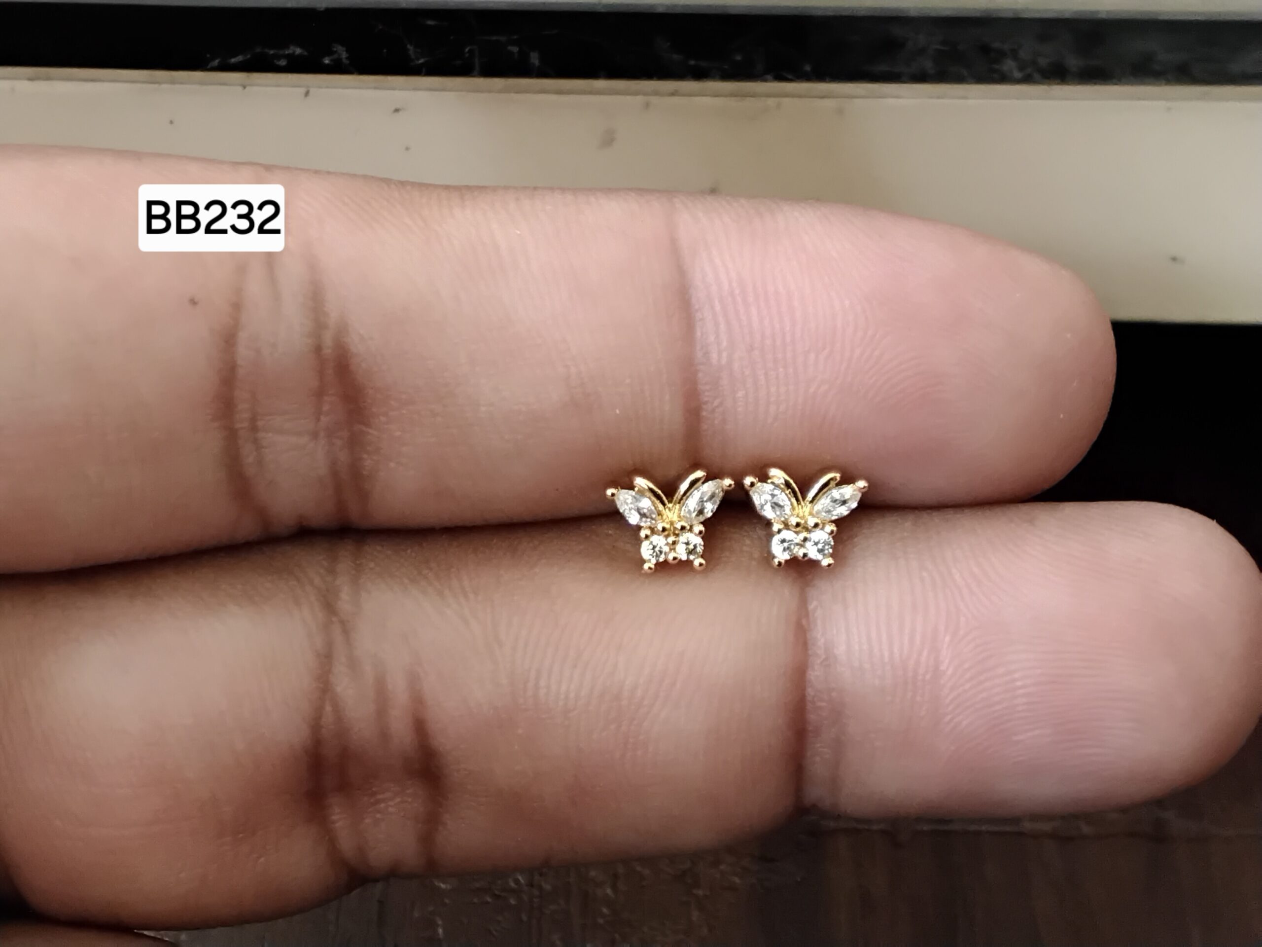 Fluttering Butterfly Brass Ball Back Studs (BB232)