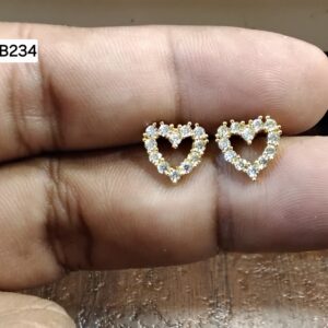 Open Sparkling Pavé Heart Brass Ball Back Studs (BB234)