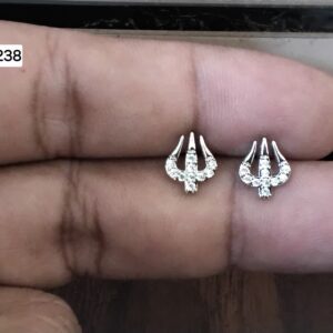 Sacred Lord Shiva Trishul Brass Ball Back Studs (BB238)
