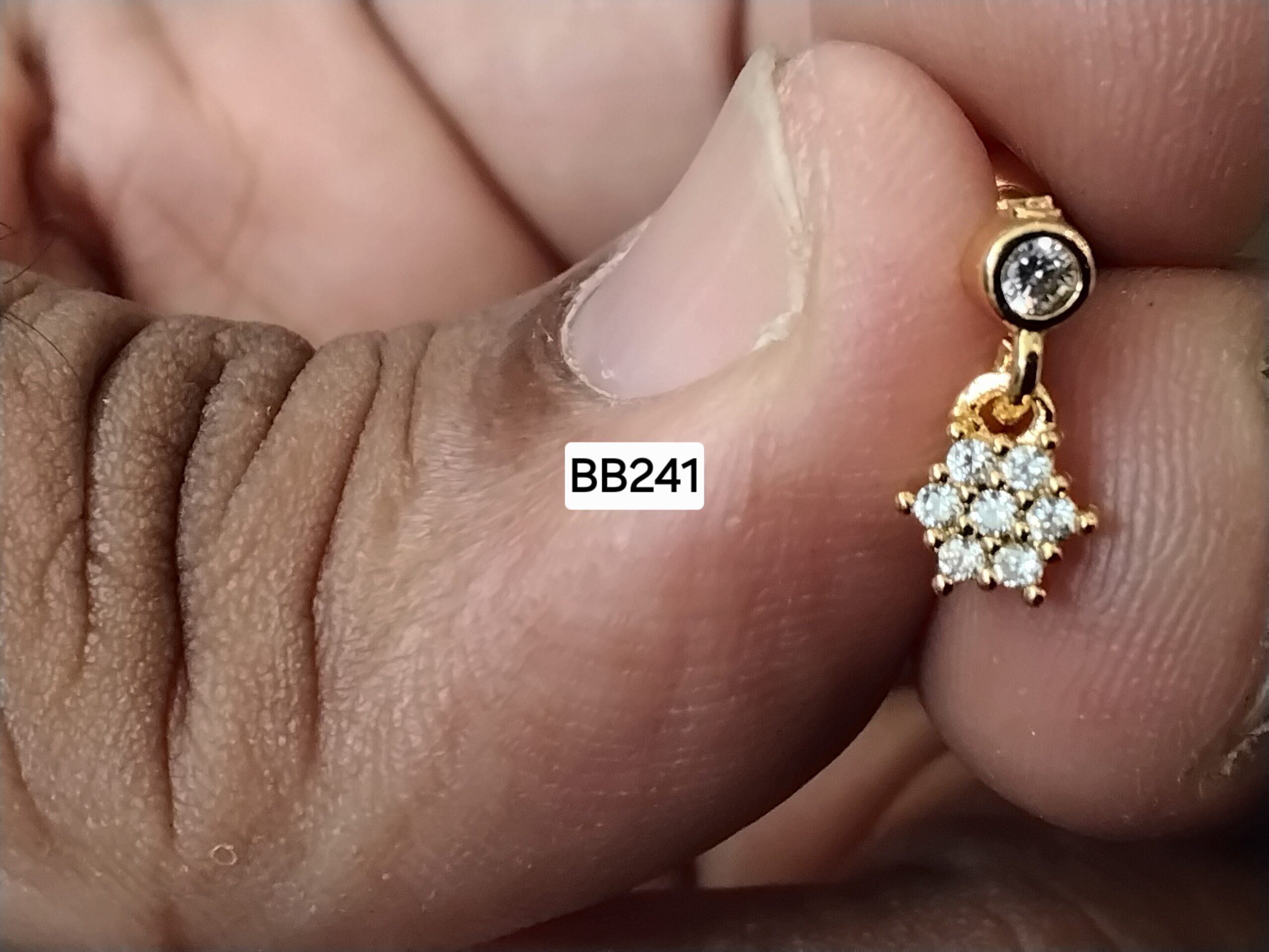 Solitaire Floral Star Dangle Brass Ball Back Studs (BB241)