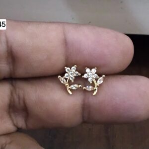 Twin Blooming Flower Vine Brass Ball Back Studs (BB245)