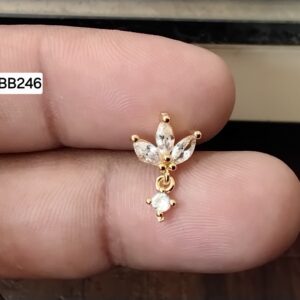 Goddess Lotus Jhumka Dangle Brass Ball Back Studs (BB246)