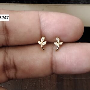 Dainty Twin Olive Leaf Brass Ball Back Studs (BB247)