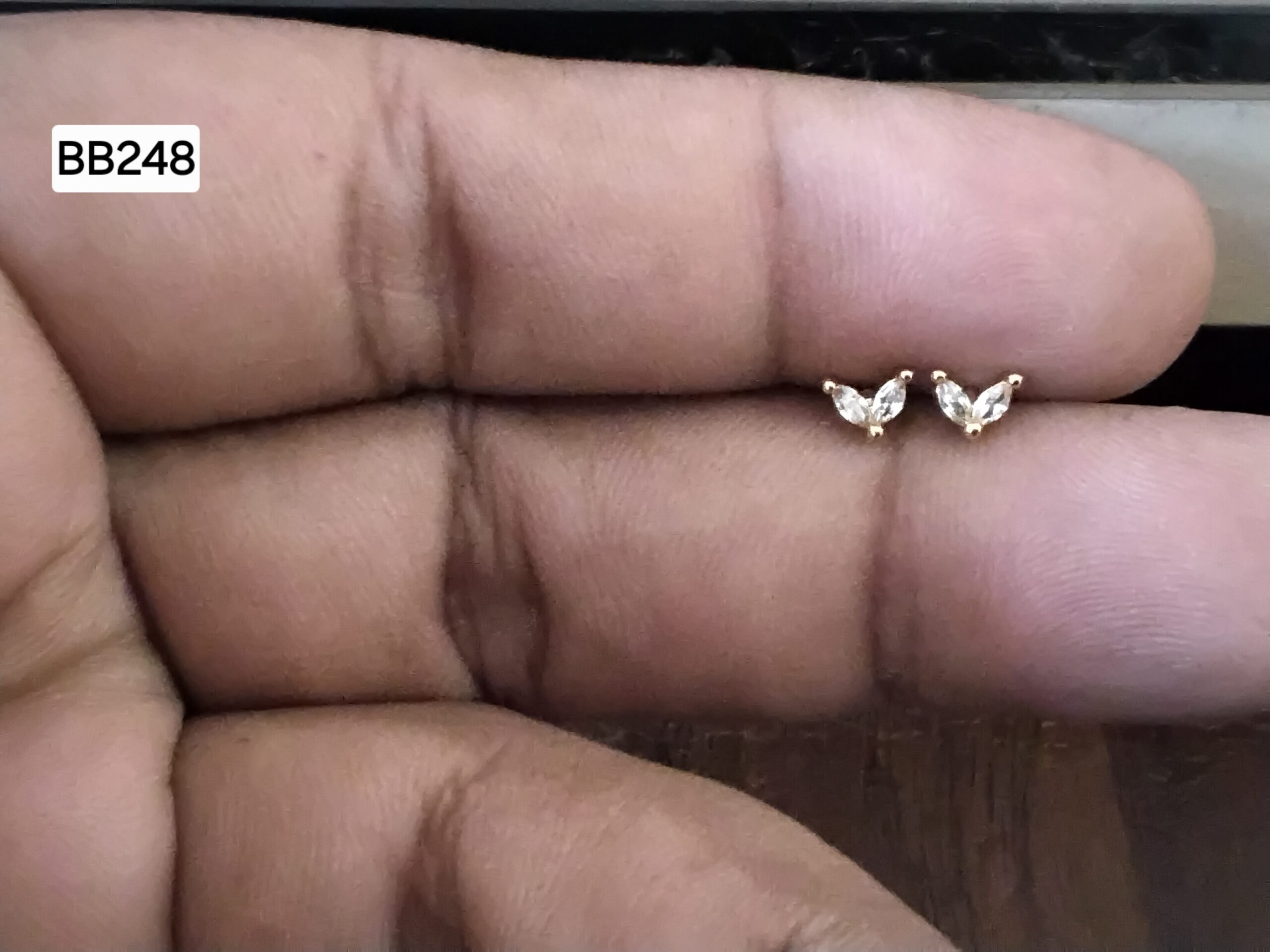 Micro Flutter Wing Brass Ball Back Studs (BB248)