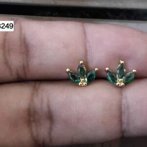 Emerald Green Royal Tiara Brass Ball Back Studs (BB249)