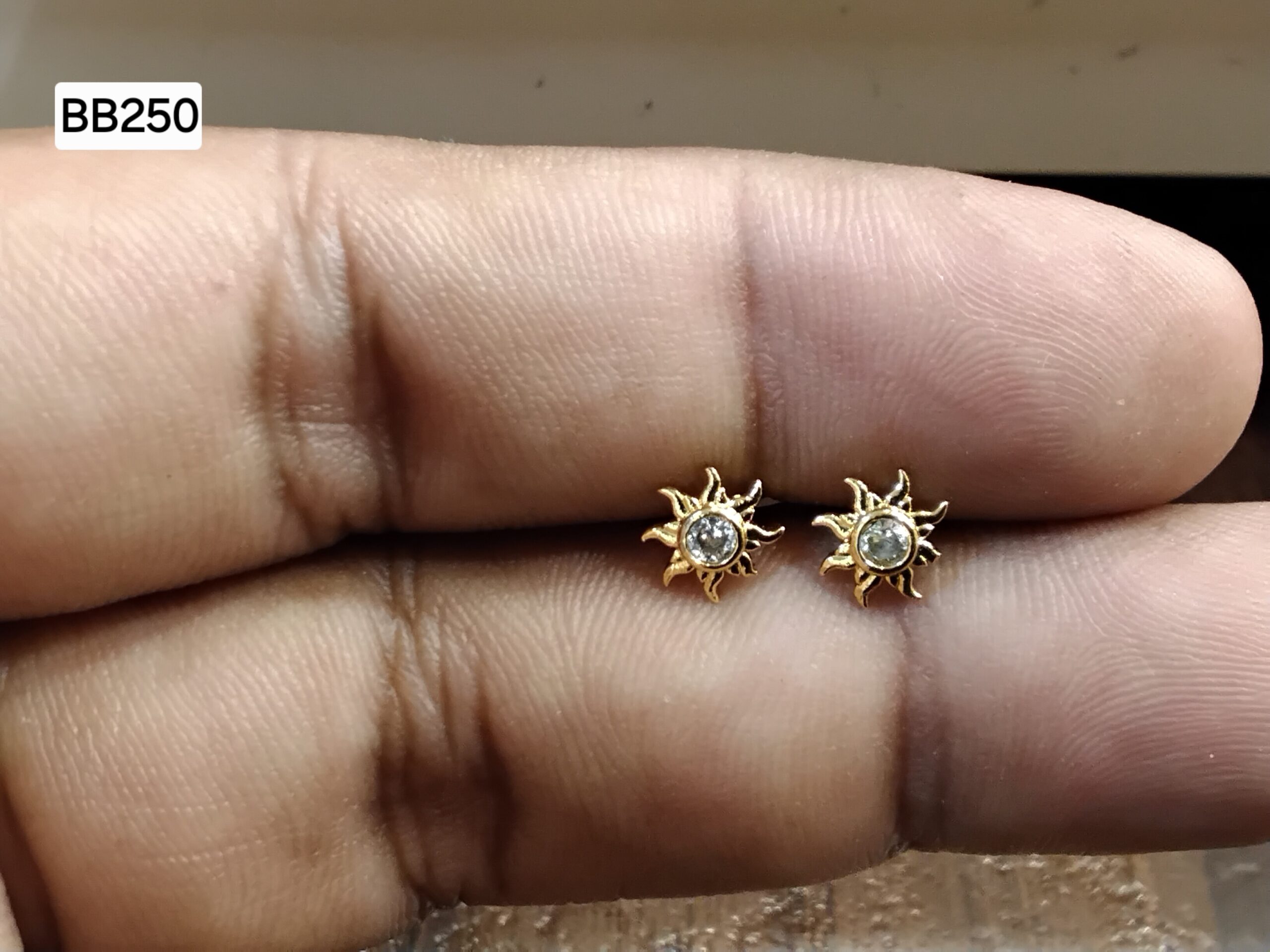 Golden Radiance Sunburst Brass Ball Back Studs (BB250)
