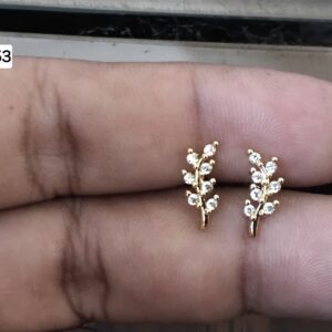 Laurel Leaf Foliage Branch Brass Ball Back Studs (BB253)