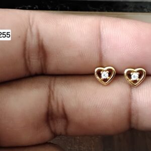 Bezel-Set Romantic Heart Brass Ball Back Studs (BB255)