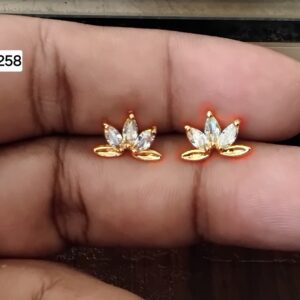 Spiritual Blooming Lotus Flower Brass Ball Back Studs (BB258)