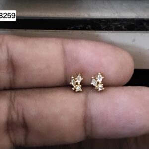 Trio Pavé Geometric Bar Brass Ball Back Studs (BB259)