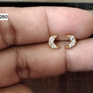 Dainty Pavé Crescent Horn Brass Ball Back Studs (BB260)