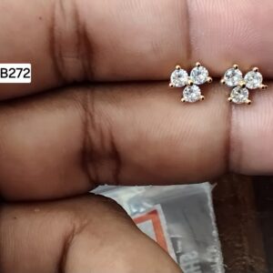 Triple Blossom Daisy Cluster Brass Ball Back Studs (BB272)