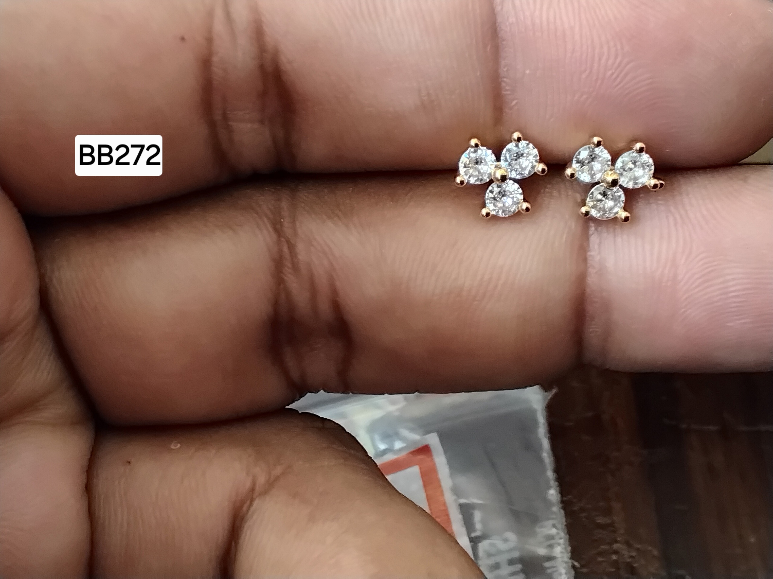 Triple Blossom Daisy Cluster Brass Ball Back Studs (BB272)