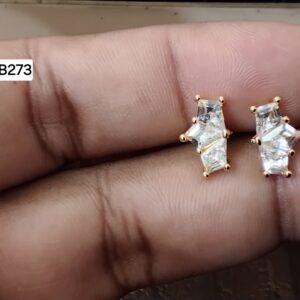 Emerald-Cut Vintage Baguette Brass Ball Back Studs (BB273)