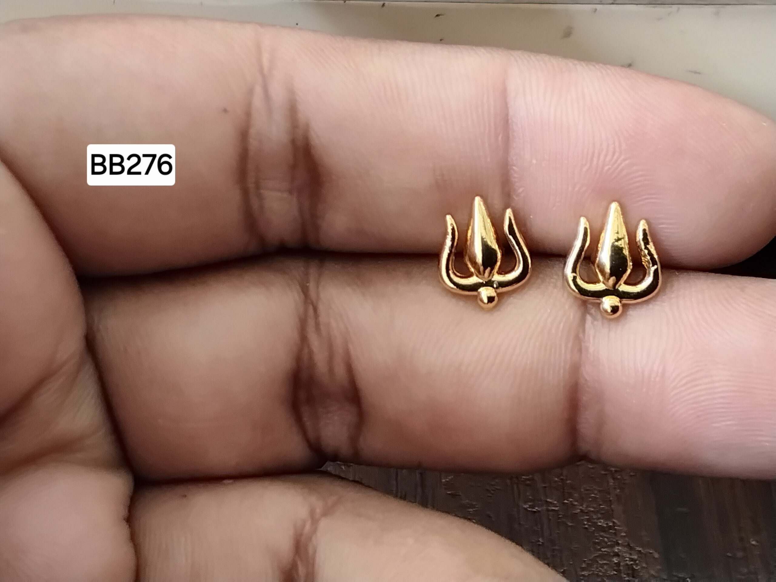 Sacred Lord Shiva Trident Brass Ball Back Studs (BB276)
