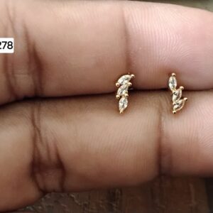Curved Botanical Wing Climber Brass Ball Back Studs (BB278)