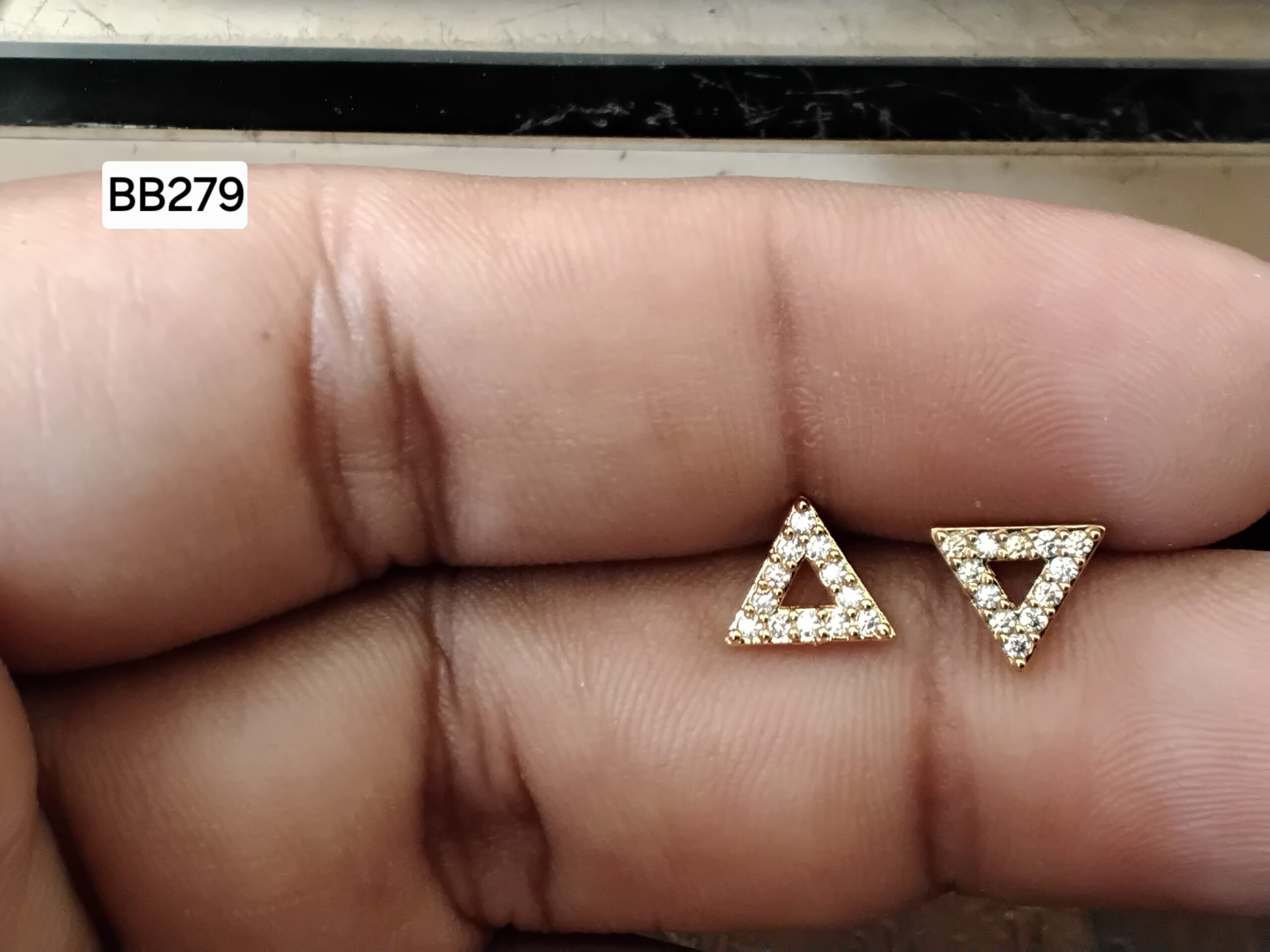 Geometric Delta Triangle Brass Ball Back Studs (BB279)