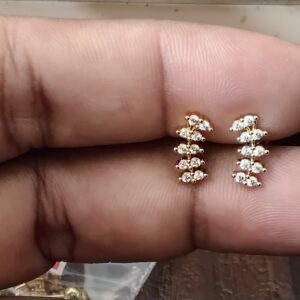Seven-Stone Pleated Fan Arc Brass Ball Back Studs (BB281)