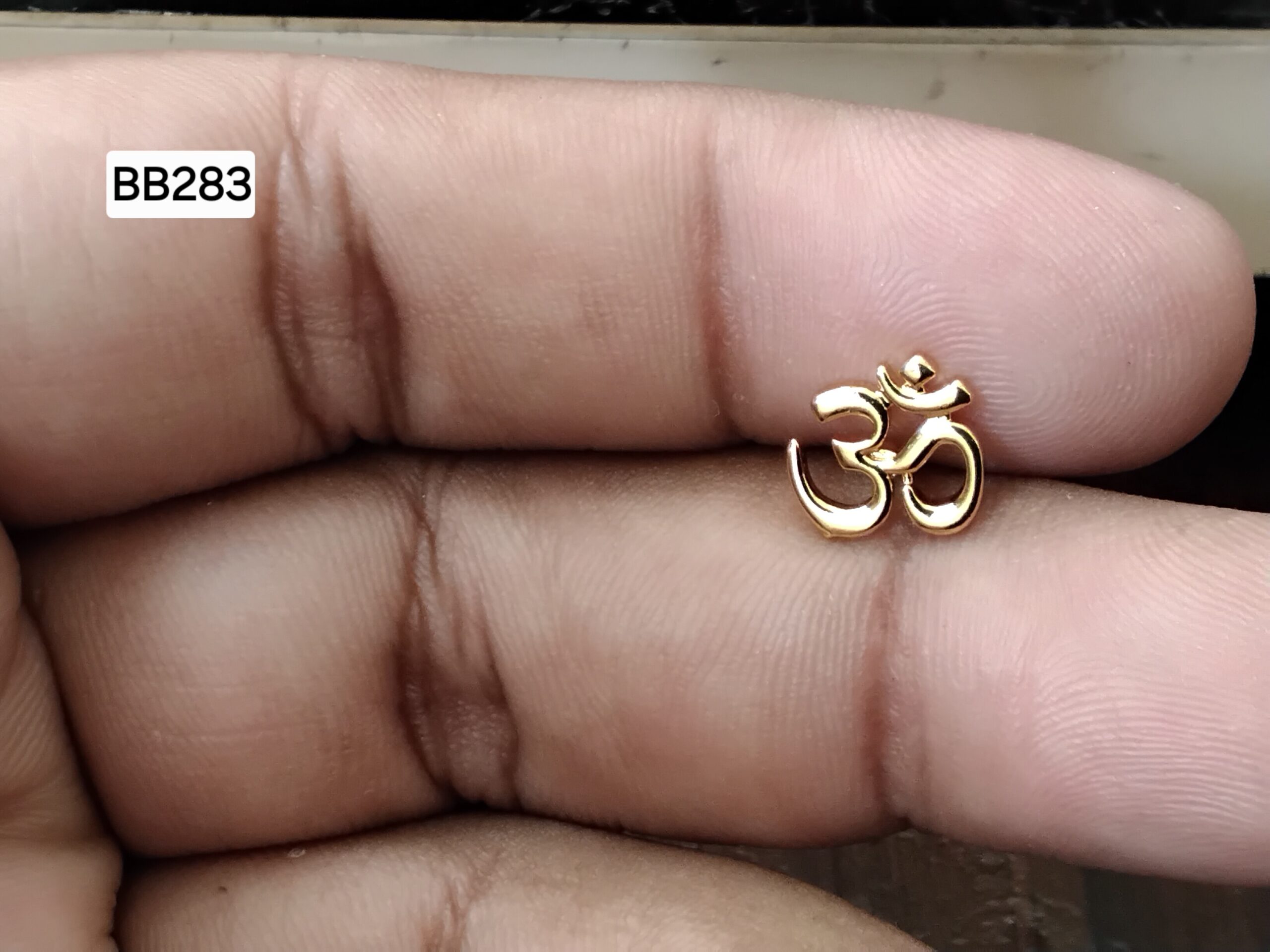 Auspicious Devotional Om (Aum) Brass Ball Back Studs (BB283)
